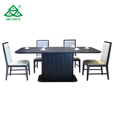 Wholesale Wooden Dining Room Furniture Sets Modern Rectangular Dining Table with 6 Solid Wood Chairs