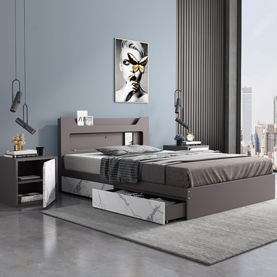 Modern king size Melamine Storage bed with drawers multifunction lift up storage bed frame furniture